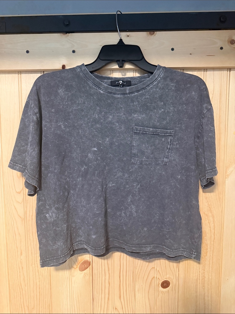 7 For All Mankind Washed Charcoal Short Sleeve Pocket Tee